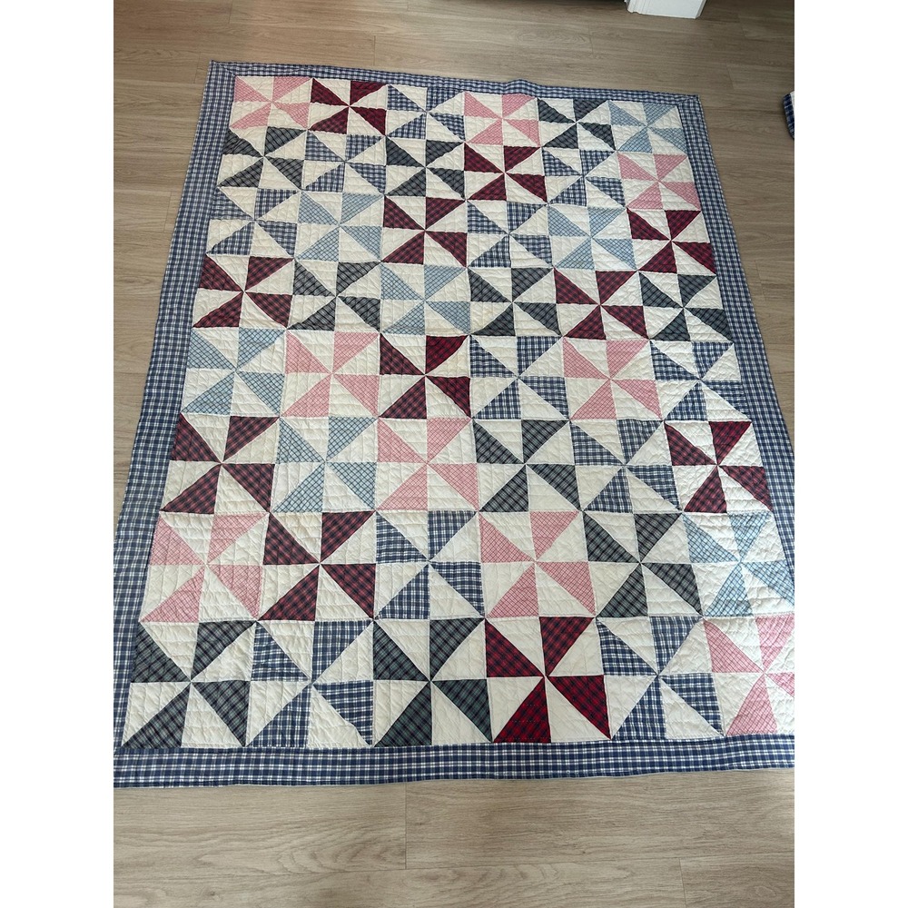 Vintage Machine Stitched Quilt: Cottagecore, Granny Vibes (82"x62")